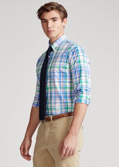 Camisa Polo Ralph Lauren Hombre Azules / Verdes Multicolor - Classic Fit Plaid Poplin - MSWTC3480